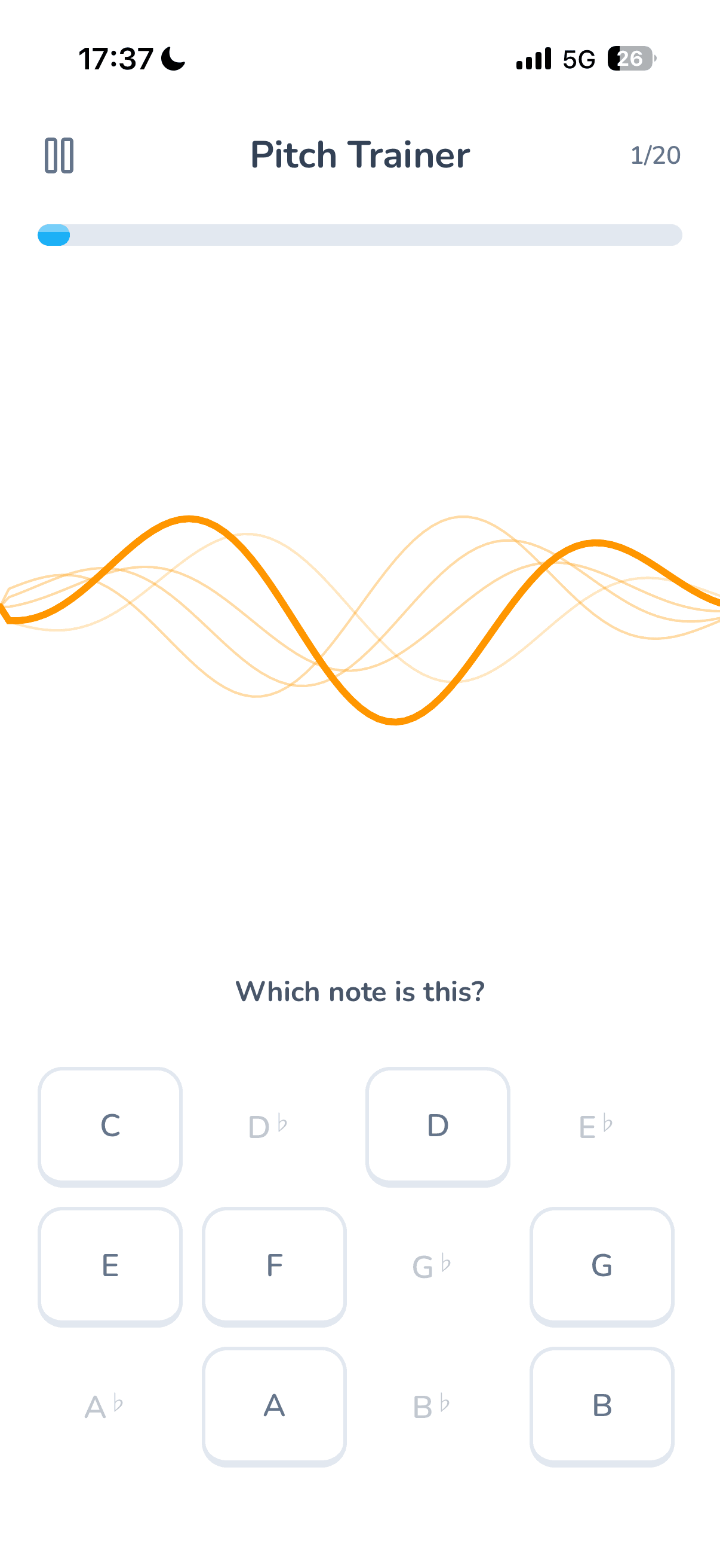 Pitch Trainer exercise screen